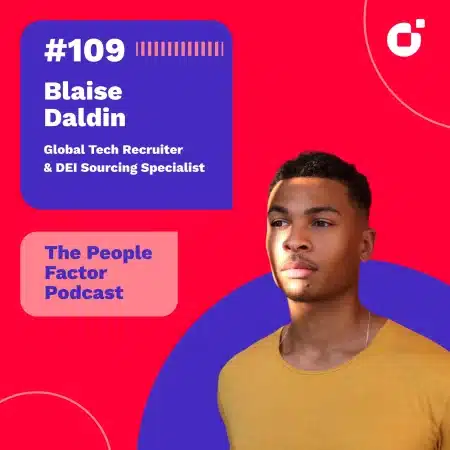 A Portrait of Blaise Daldin, Global Tech Recruiter & DEI Sourcing Specialist. He is guest at the 109th episode of Thomas Kohler's The People Factor Podcast.