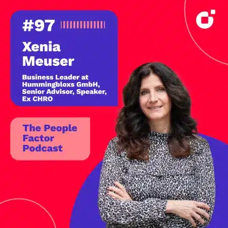 A Portrait of Xenia Meuser who is Business Leader at Hummingbloxs. She is guest at the 97th episode of Thomas Kohler's The People Factor Podcast.